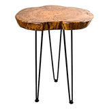 Madera Natural Edge End Table, Hurri Rustic Old Round Woo