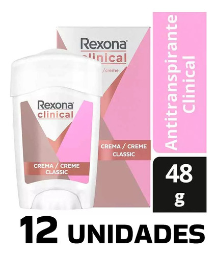 12 Unidades Rexona Clinical Classic 48g Mujer Crema