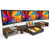 Westree Soporte Elevador Triple Monitor Doble Con Cajón, 2 ~