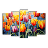 125x75cm Tulipanes Abstractos En Estilo Óleo Detallado