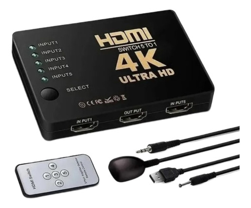 Switch 5x1 Hdmi Full Hd 1080p 3d Com Controle Remoto