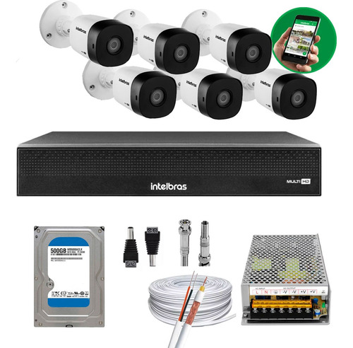 Kit 6 Câmeras Intelbras 1120b Hd Dvr Mhdx 8 Canais