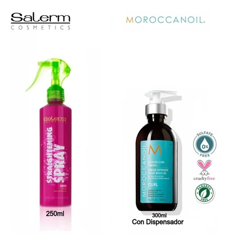 Kit Crema Peinar Intesa Rizos Moroccanoil, Protector Termico