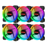 Para Kit 6 Ventilador Rgb Pc 120mm Gabinete Ventiladores