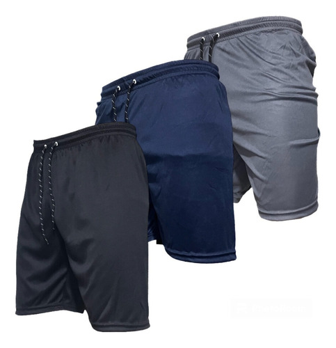 Kit 3 Shorts Calção Masculino Academia Slim Futebol Promoção