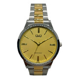 Reloj Q&q Hombre C10a-003py  Pulsera 2 Tonos Color De La Correa Dorado Color Del Bisel Plateado Color Del Fondo Blanco