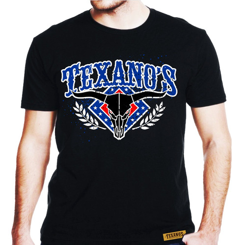 Camiseta Texas Country Preta Masculina Manga Curta Atacado