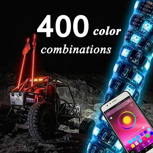 Antena Luz Led Rgb Bluetooth  2ft  Chase  Moto Rzr X3  Jeep