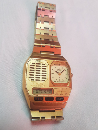 Reloj De Pulsera Vintage Citizen Voice Memo (dorado)
