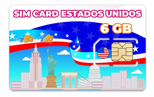 Sim Card Usa 6gb Datos Whatsapp Ilimitado Llamadas Ilimitada