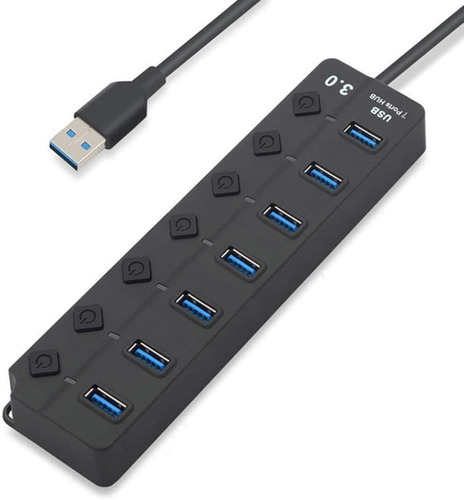 Multi Puerto Usb  Hub 3.0 Super Speed 7 Puertos Interruptor 