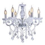 Lustre Pendente Cristal Sala Candelabro France Nice 6 Braços