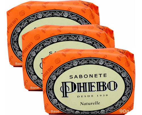 Sabonete Em Barra Phebo 90g Naturelle Pack C/ 3 Wxz