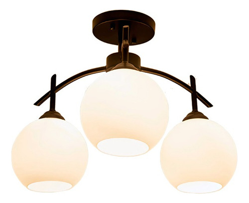 Lampara Colgante Metal Madera Negra Interior Blanco 1 Luz