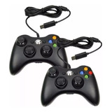 Kit 2 Controle Para Xbox 360 Pc Com Fio Joystick Preto 