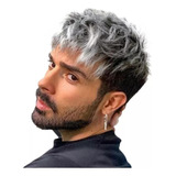 Peluca Corta Para Hombre Gris Plateado Degradado