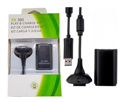 Bateria Recarregável Xbox 360 68000mah Super Cabo Carregador