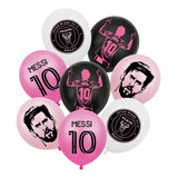 Pack 12 Globos Cumpleaños Látex Diseño Messi Inter Miami