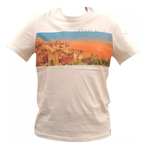 Playera Perry Ellis City Graphic Beige Hombre 4hrk7115126