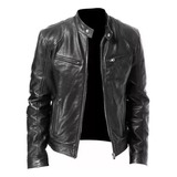 Chaqueta De Cuero Genuino Para Hombre - Black Zipper Aabbcc