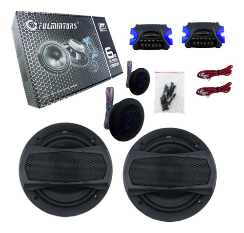 Set X2 Parlantes Medios Rango 6 Pulgadas 600w + 2 Tweeters