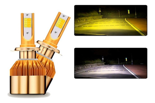 Focos Led Bicolor Blanco Amarillo 3,800lm H4 9007 9005 9006