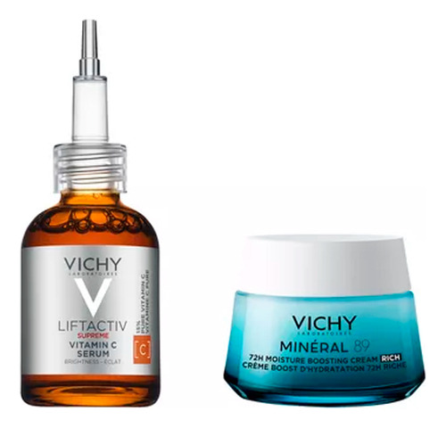 Set Serum Liftactiv Vitamina C + Crema Rich Mineral 89 Vichy