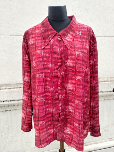 Camisa Vintage Estampada Bordo 