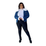 Blusa De Frio Plus Size Feminina Jaqueta Jeans G1 A G6