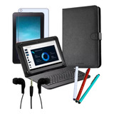 Kit Capa Com Teclado P/ Tablet M7 Wifi + Fone De Ouvido