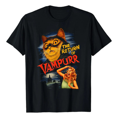 Playera Divertida Con Diseño De Gato Del Regreso De Vampurr