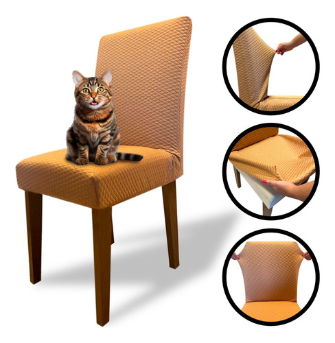 Kit 6 Capas Cadeira Jantar Spandex Anti Gato Matelada Luxo