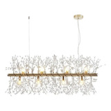 Lustre Cristal Dente De Leão Retangular 95cm Dourado De Sala 110v/220v