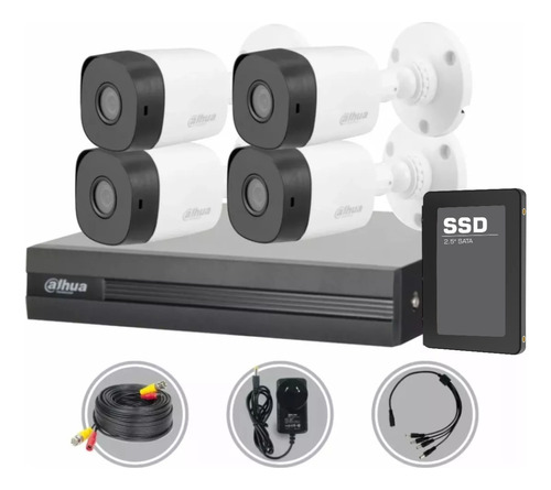 Kit Seguridad Dahua Cctv Dvr 4ch  + 4 Camara 2mp 1080p+disco