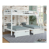 Litera Selena Barnizado En Blanco 1pz Mueble Cama Bases