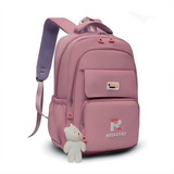 Mochila Feminina Escolar Brinde Resistente Semi Impermeável Cor Rosa