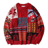 Suéter Rojo Navidad Hombre Vintage Bear Lazy Año Nuevo Ins