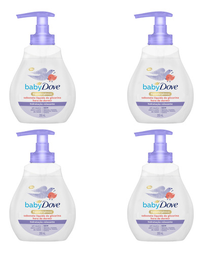 Kit 04 Sabonete Líquido Baby Dove Hora De Dormir 200ml