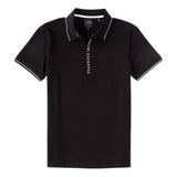 Camisa Gola Polo Armani Exchange Preta Regular Fit Original