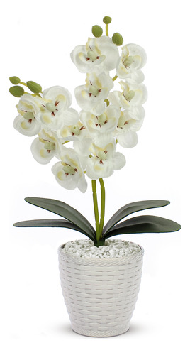 Vaso Flores Artificiais Arranjo Orquídea Decorativa Premium