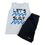 Kit 2 Conjunto Camiseta Regata/ Bermuda Moletom 100% Algodão