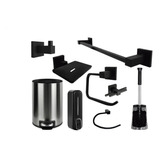 Kit Combo Set De Baño Sanitario Negro 9 Piezas Premium