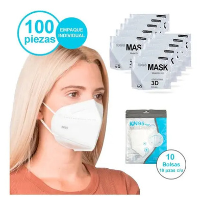Cubreboca Cubre Bocas Kn95 Tapabocas kn95 Certificada de polipropileno quirúrgico descartable con 3 capas 100 cajas color blanco | Meses sin interés