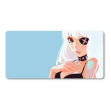 Mousepad Xl 58x30cm Cod.348 Chica Anime Dibujo Celeste