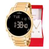Relógio Feminino Digital Champion Dourado Original + Kit 