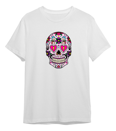 Camiseta Camisa Caveira Mexicana Colorida Dtf Ref1377