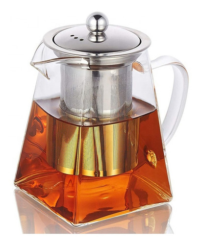 Tetera De Vidrio Borosilicato De 750 Ml Con Infusor De Acero Inoxidable