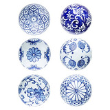Bolas Decorativas De Porcelana Azul - Esferas Cerámica...