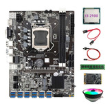 Placa Base Minera B75 Btc 12 Usb+cpu I3 2100, Ventilador Rgb