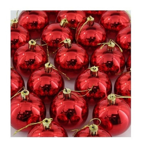 40 Bolas Natalina Pequenas Metalizada Vermelhas 3cm